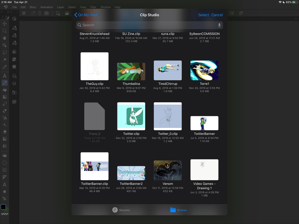 CLIP STUDIO PAINT iPad에서 설명 할 수없는 파일을 삭제했습니다. 영원히 사라 졌습니까? CLIP