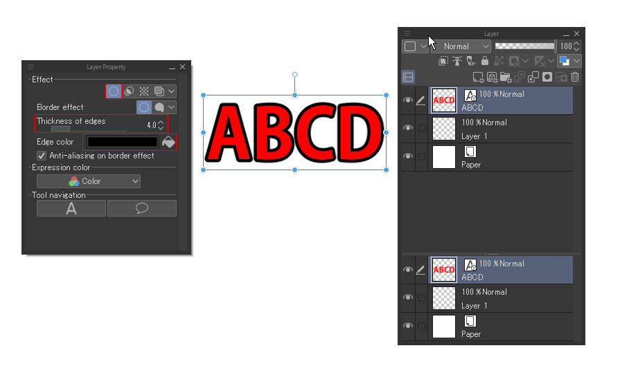 Outlining text CLIP STUDIO ASK