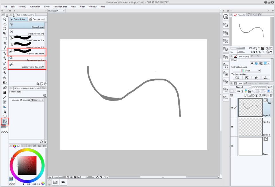 How do I use vector tools to correct line width? CLIP STUDIO ASK