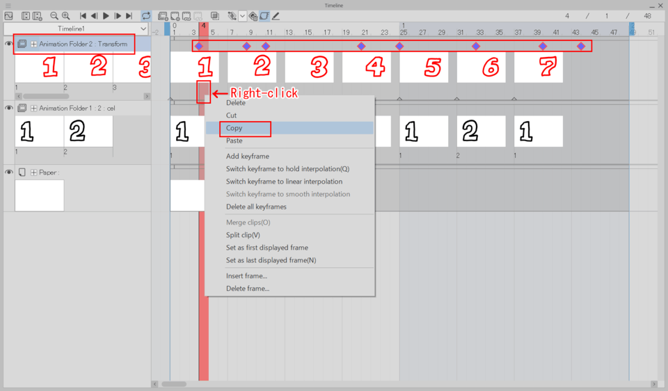 how do I copy paste keyframes ahhhh - CLIP STUDIO ASK