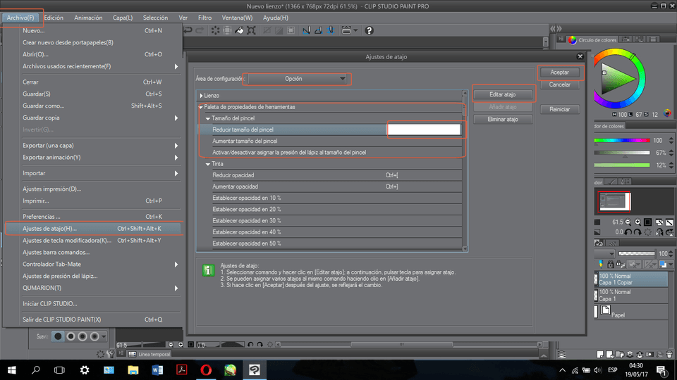 pen can I make the eraser change size with shortcut? CLIP