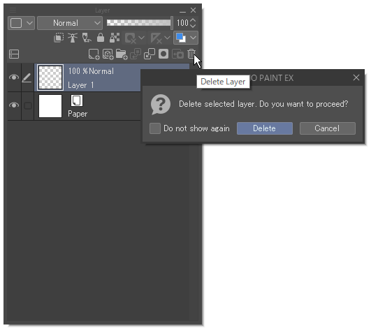 Delete Layer's Warning - CLIP STUDIO ASK