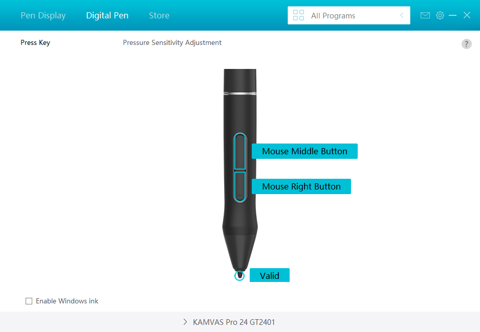 タブレット ペンのボタンを「消しゴムに切り替える」に変更するには