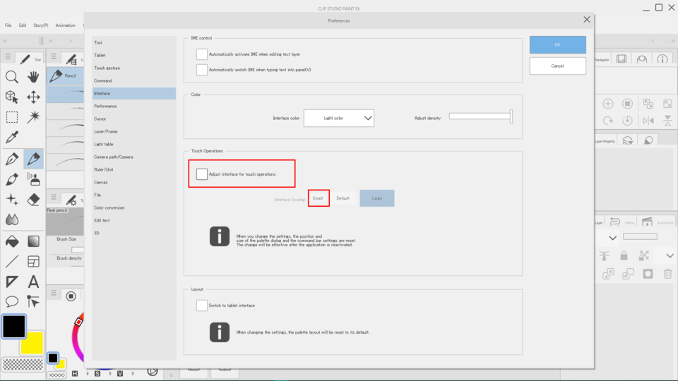 how to change window item size? CLIP STUDIO ASK