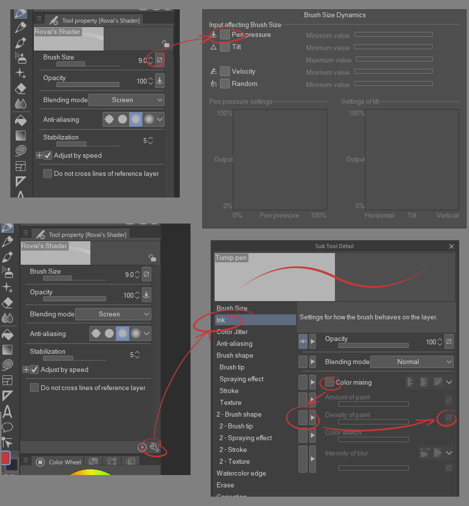 Is there a way to assign pen pressure to change only density, and not
