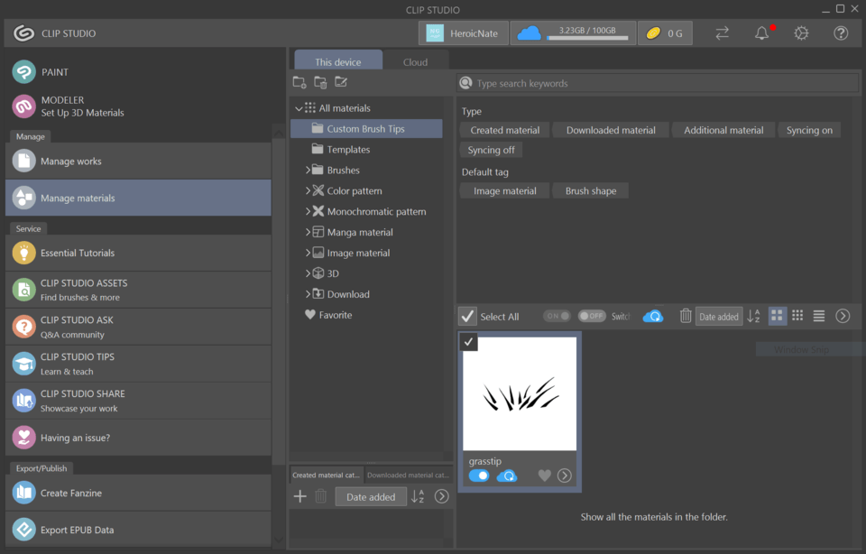 Materials not being saved to cloud - CLIP STUDIO ASK
