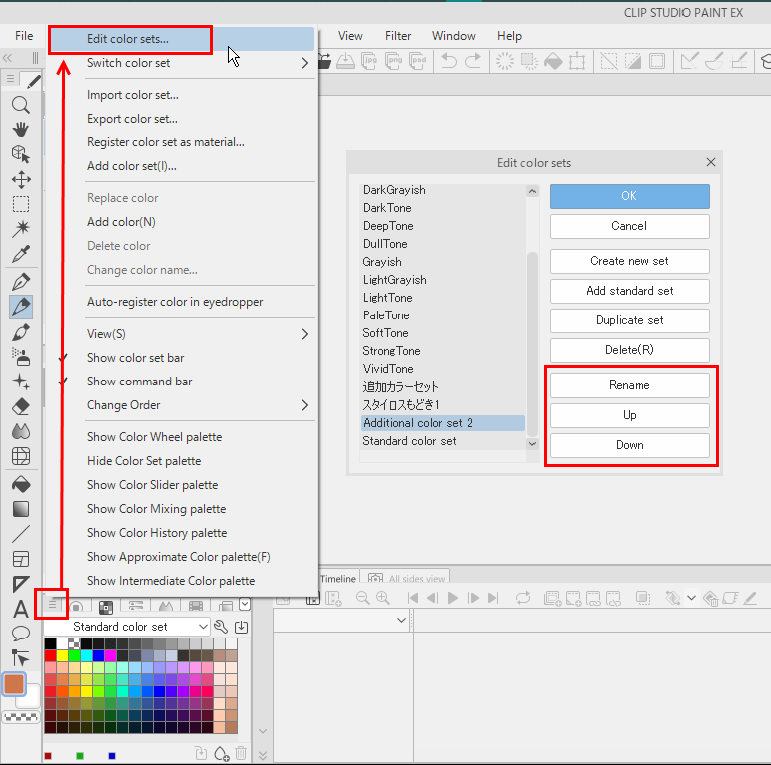 How to quickly toggle between different color set/palette - CLIP STUDIO ASK
