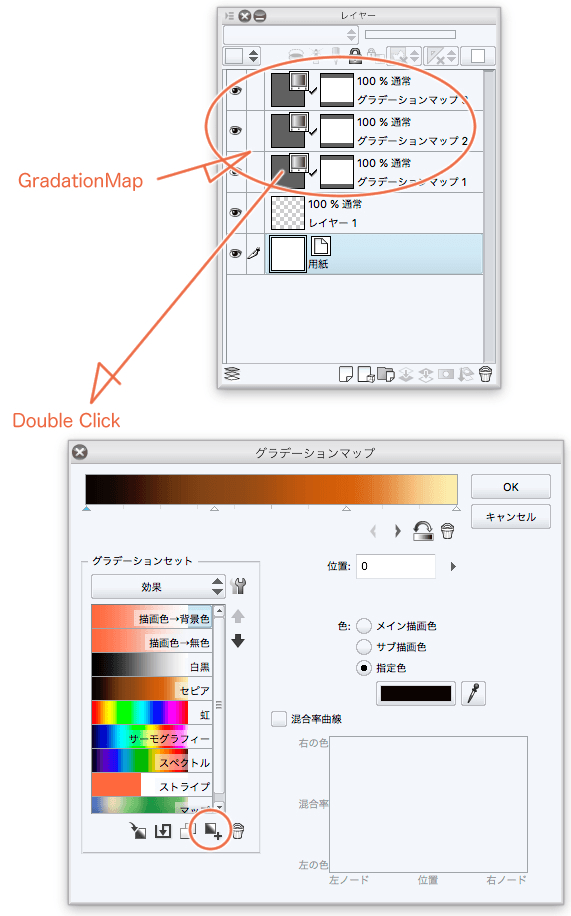 私は材料のグラデーションマップを作成しました Clip Studio Ask