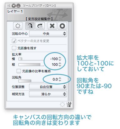 選択範囲の左右反転をする際にキャンバスの角度を無視するには Clip Studio Ask