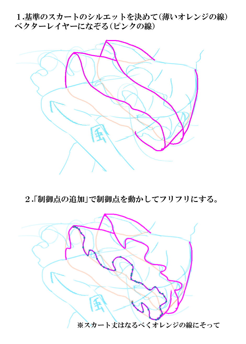 横ポーズでのフリルスカートのシワについて Clip Studio Ask