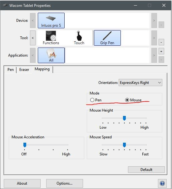 Tablet wont Switch to Mouse mode CLIP STUDIO ASK
