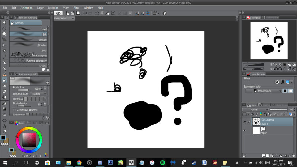 에어 브러시가 연기 중이다. CLIP STUDIO ASK