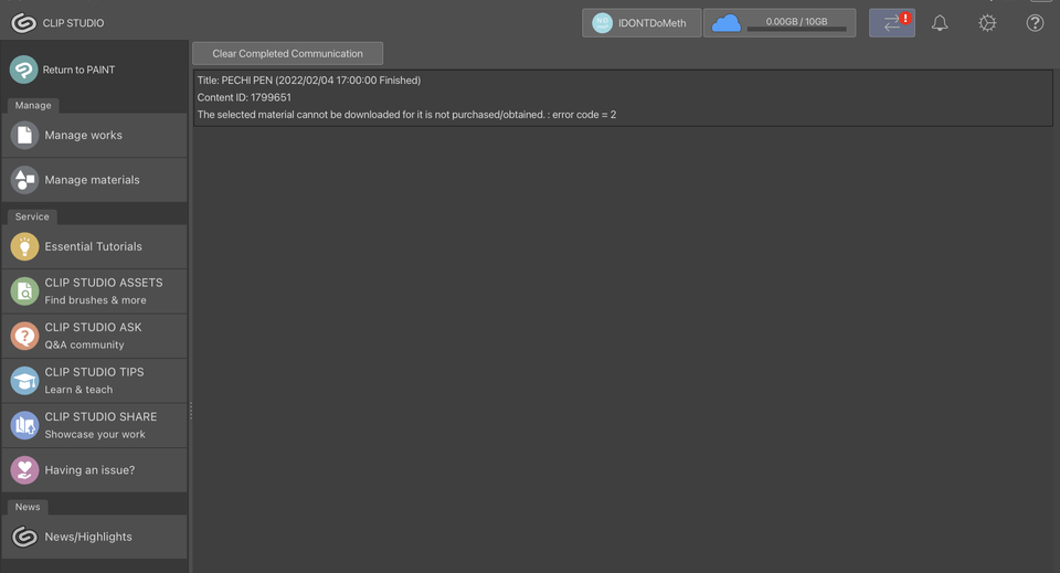 Brush downloading on ipad CLIP STUDIO ASK