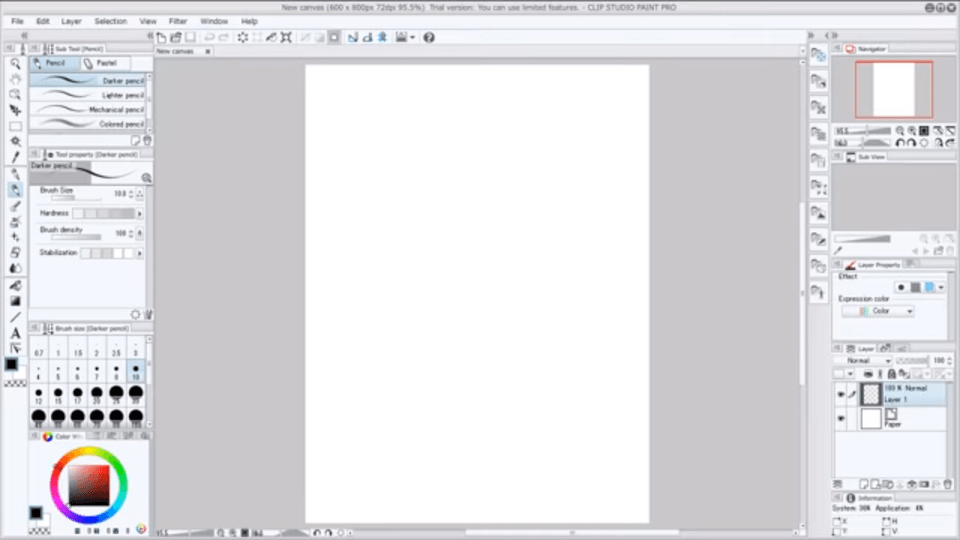 Installed Clip Studio, opened once and installed more items, set up ...