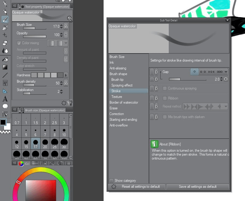 Ink Stroke Settings Suddenly Locked After I Reset Opaque Watercolor To Default Clip Studio Ask