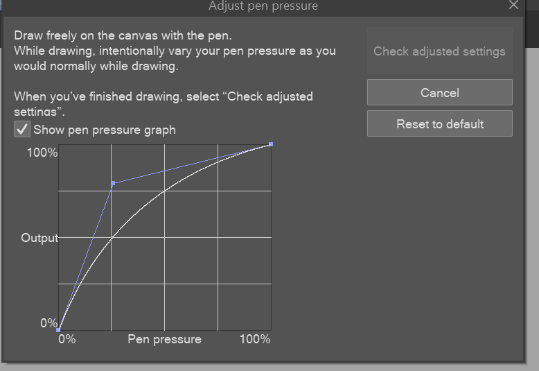 clip studio paint not letting me change pressure setting to "tablet PC