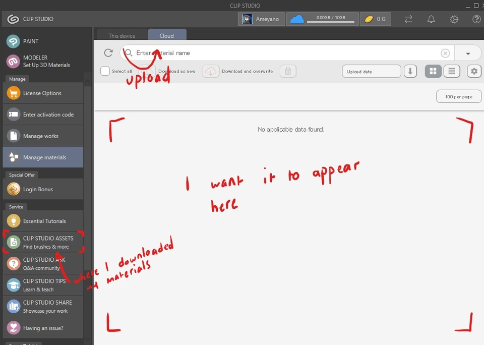 How to upload materials downloaded from the asset store to 