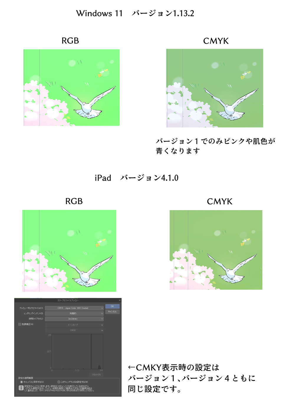 CMYKで表示、書き出しした画像が青くなります - CLIP STUDIO ASK
