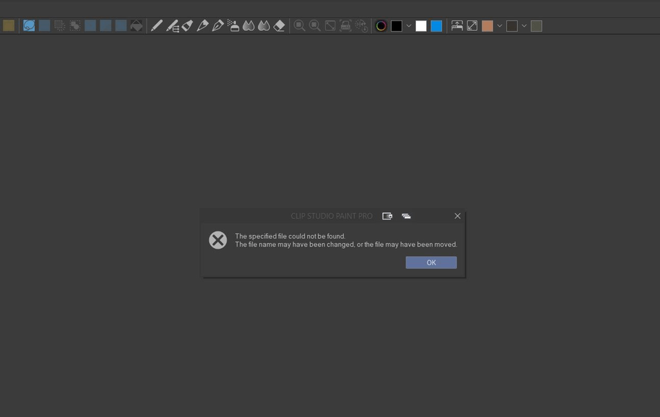 "The specific file could not be found"? CLIP STUDIO ASK