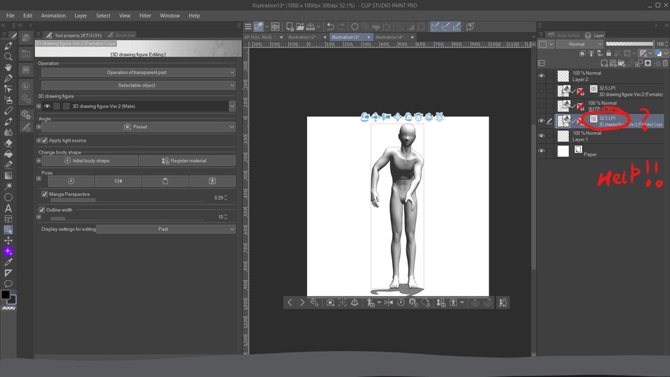 Lines Appear On 3d Model After Selecting Another Layer Clip Studio Ask
