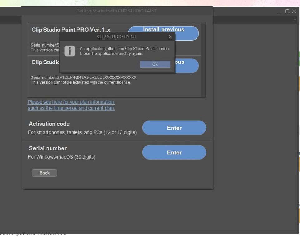 Can't go back to version 1 CSP CLIP STUDIO ASK