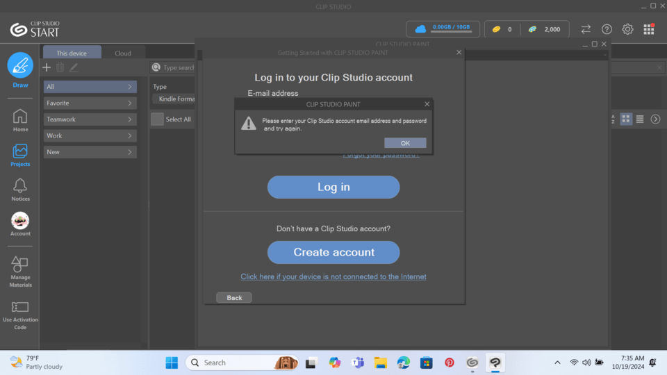 I can't log in please help - CLIP STUDIO ASK