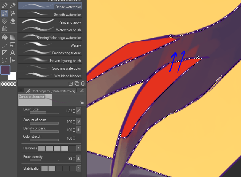 외부 선택에서 색상으로 얼룩 번짐 CLIP STUDIO ASK