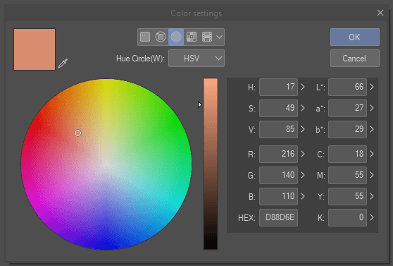 Color Settings shortcut - CLIP STUDIO ASK