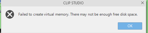 Clip files will not load. Also Virtual Memory error - CLIP STUDIO ASK