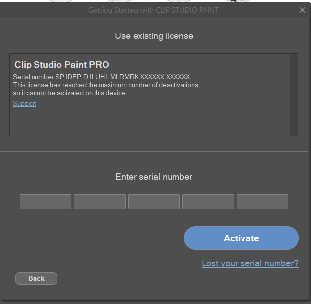 hi i cannot activated on this device - CLIP STUDIO ASK