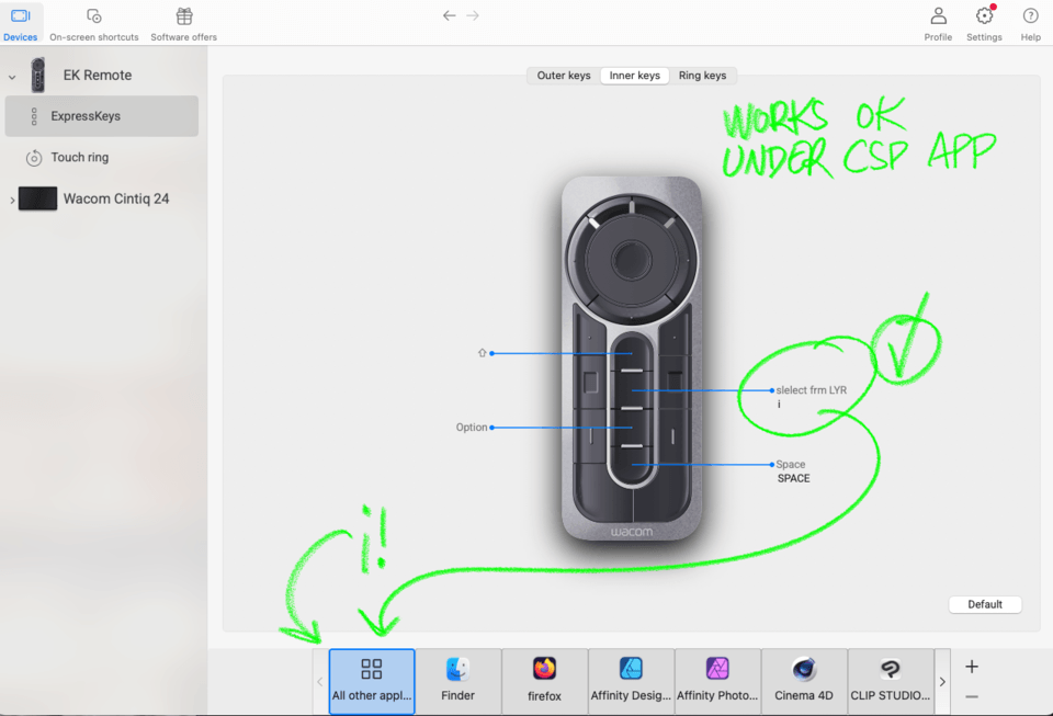 WACOM EK REMOTE キーが CSP で動作しない (CSP のみ) - CLIP STUDIO ASK