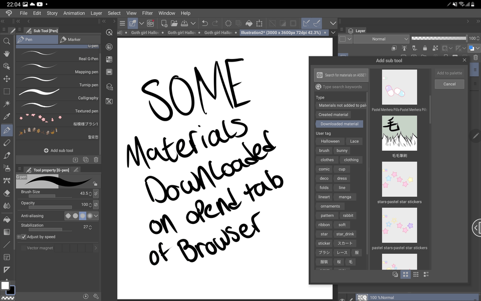 Brushes not showing on downloaded material - CLIP STUDIO ASK