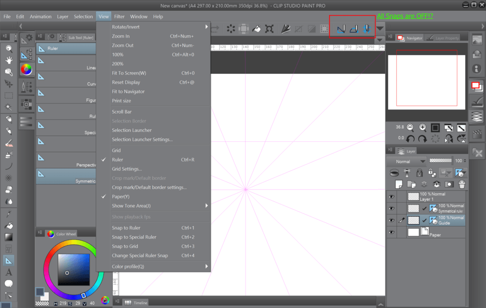 スナップをオフにする方法 すべての定規とガイドにはまった Clip Studio Ask