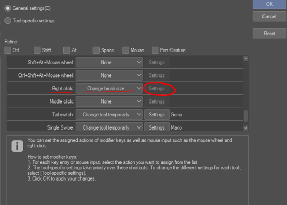 change brush size (rigth click) alternative - CLIP STUDIO ASK