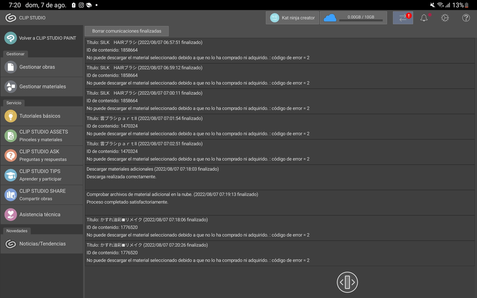 it cannot be downloaded because it has not been purchased CLIP STUDIO ASK