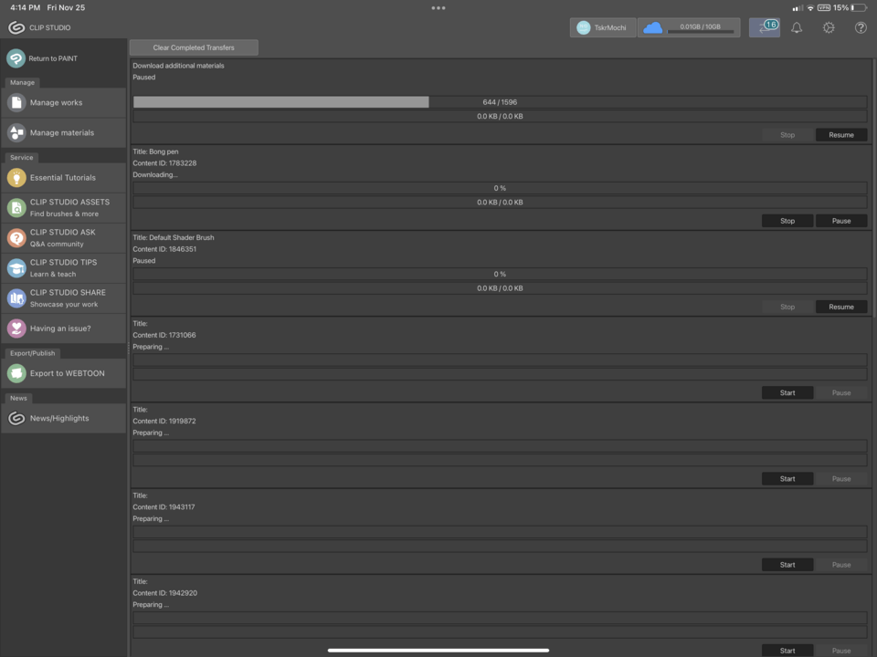 Download brushes not working CLIP STUDIO ASK
