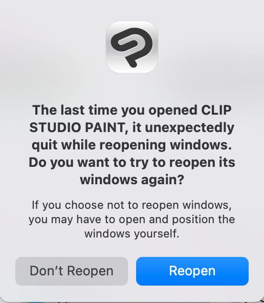 Clip Studio Crashes During Launch (MacOS) CLIP STUDIO ASK