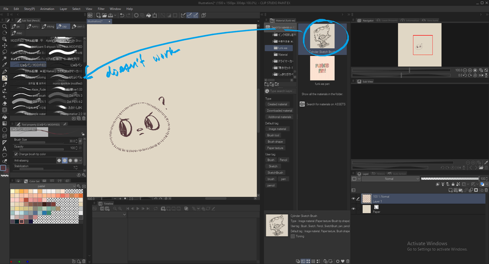 Cannot draganddrop downloaded CSP brushes into brush tools CLIP