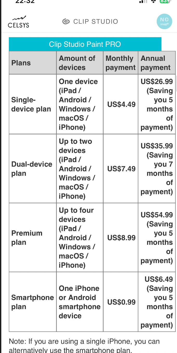 single device plan not working on macbook - CLIP STUDIO ASK
