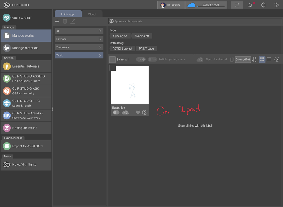 How can I transfer my work on my ipad to my Clip Studio PC? CLIP
