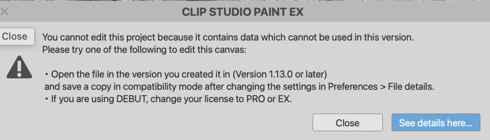 Open old file in latest version - CLIP STUDIO ASK