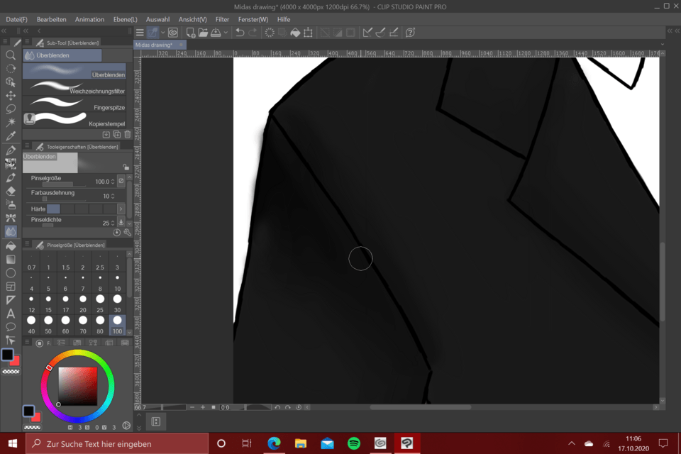 ブレンドツールは奇妙なストライプを作成しますが 暗い色でのみ作成されます ダークグレーとグレー Clip Studio Ask