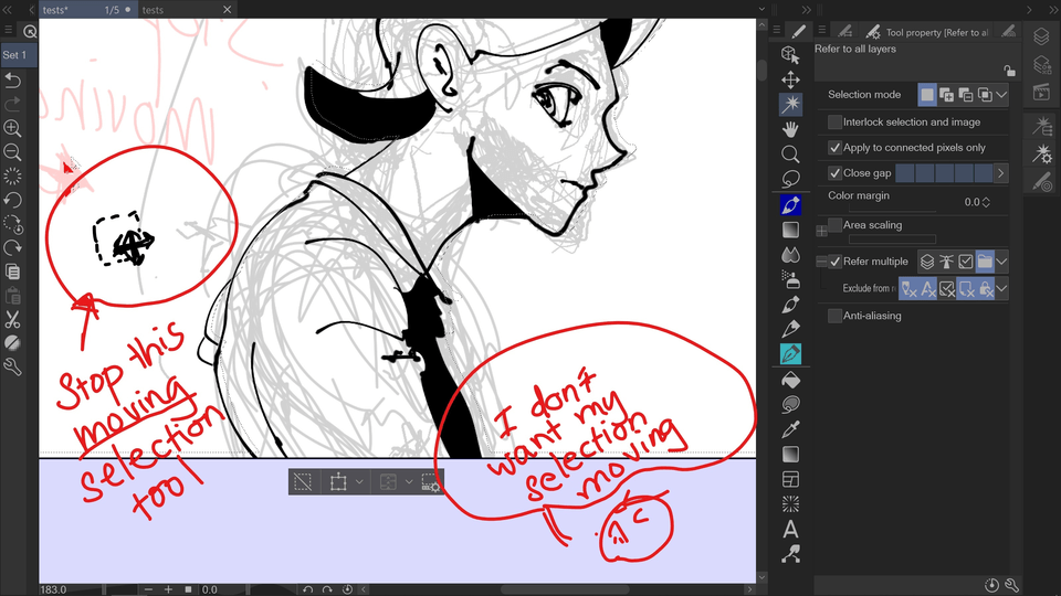 how to stop the Moving selection appear - CLIP STUDIO ASK