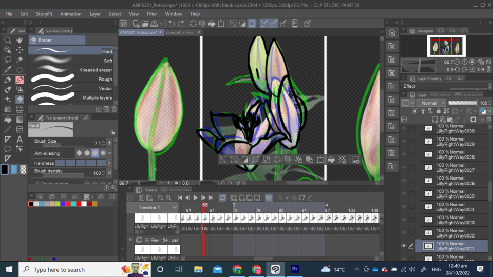 I can't see onion skin if I do a fill colour CLIP STUDIO ASK