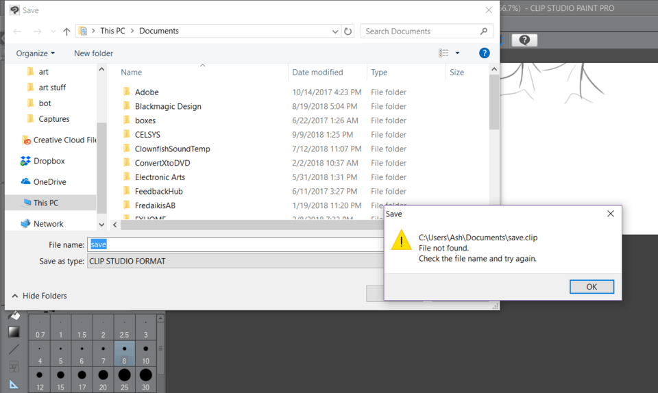 Help; Cant save - CLIP STUDIO ASK