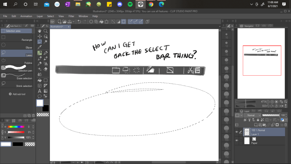 select tool bar missing - CLIP STUDIO ASK