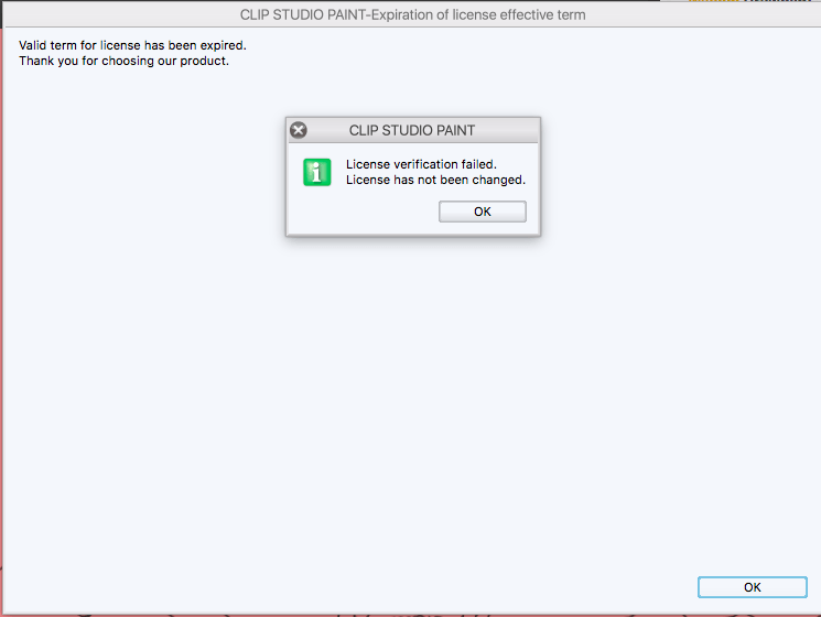 After updating new software registering license not possible - CLIP STUDIO  ASK