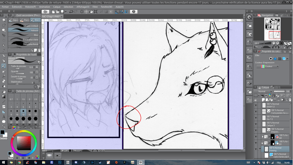 Can't draw on a SPECIFIC PART of my canvas. - CLIP STUDIO ASK