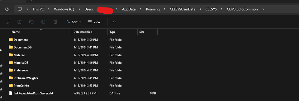 File Exploer has the assets but they do not appear in clip studio ...