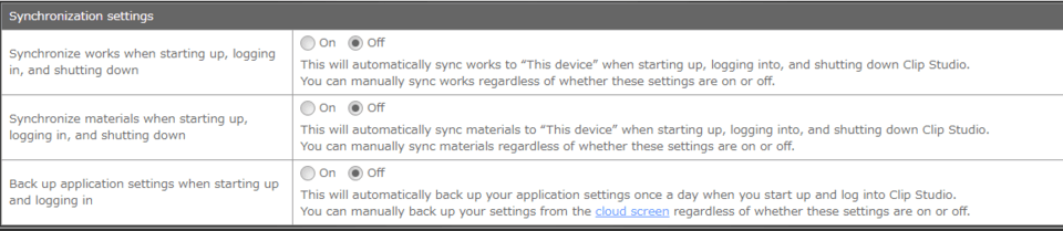 how to turn off sync? - CLIP STUDIO ASK